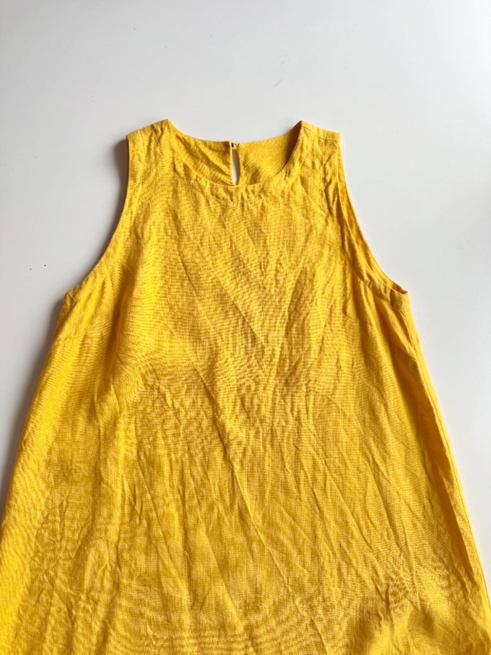 HOMEY LINEN Golden Yellow 100% Linen A-Line Trapeze Tent Dress, Size M - Picture 5 of 10